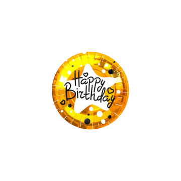 Happy Birthday theme Paper Food Plates-Golden