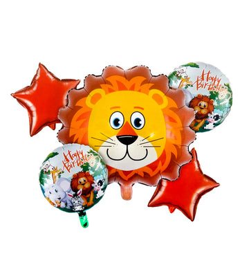 Lion Shaped 5 Piece Theme Foil Balloon