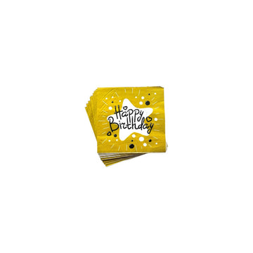 Happy Birthday Paper Napkins-Golden