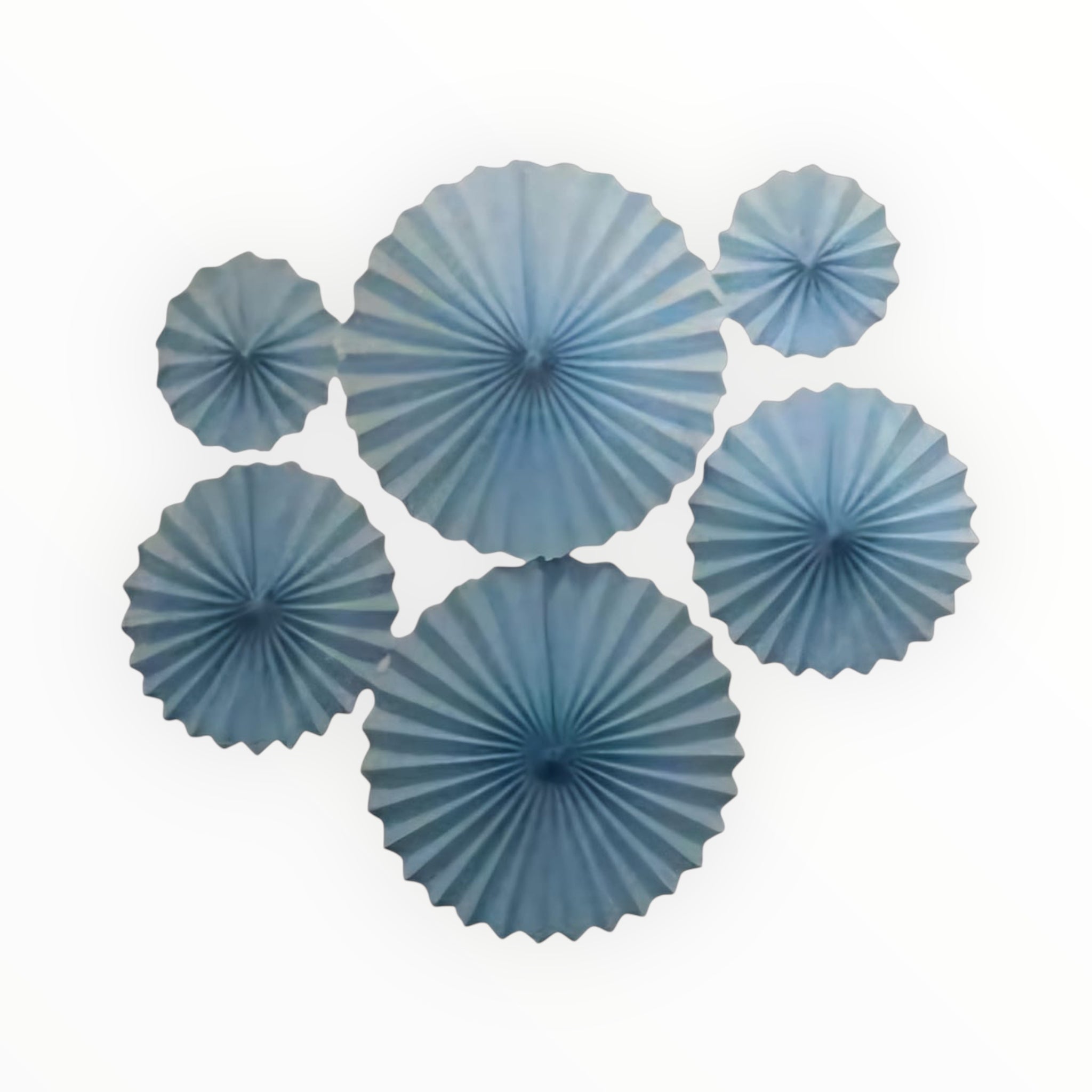 Paper Fan 6 Pieces- Blue